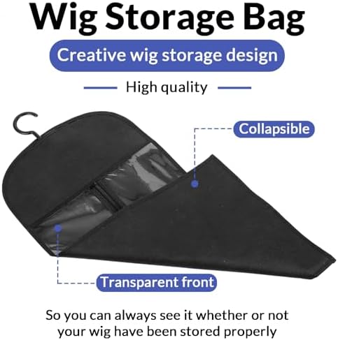 6Pcs Wig Storage Bags - with Hanger Extra Long Hair Extension Holder Carrier Case for Multiple Wigs Closet Organization Travel Salon Use Black - Image 6