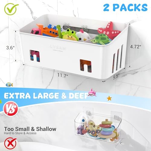 Bath Toy Storage 2 Packs, Large Bath Toy Holder - 3 Compartments, Quick-Dry - Image 3
