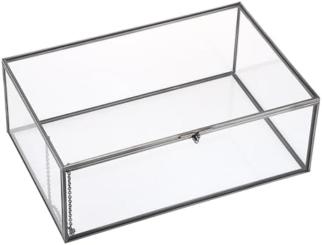 Hipiwe Vintage Glass Box with Lid Jewelry Display Case Vanity Lidded Box by Hipiwe
