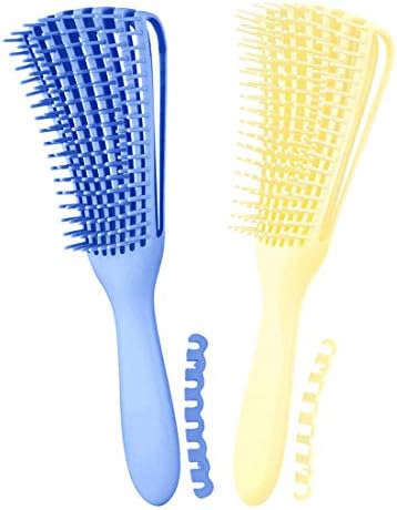 Hair Brush for Afro America/African Hair Textured 3a to 4c Kinky Wavy/Curly/Coily/Wet/Dry/Oil/Thick/Long Hair, Detangling Brush for Women (2 pcs, Blue-Beige) by Unknown