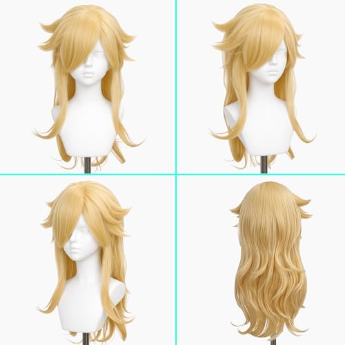 7 Pieces Girls Cosplay Wig Long Blonde Princess Costume Wig JZ046 - Image 4
