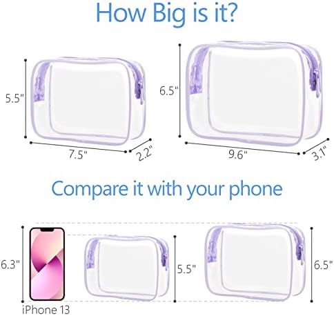 PACKISM Clear Makeup Bag Travel - TSA Approved Toiletry Bag, 2 Light Purple - Image 3