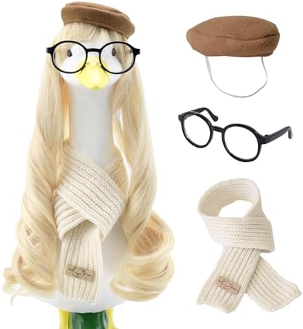 Fall Preppy Academia Porch Goose Outfit with Blonde Wig, 4-Pieces by ZYIDBNG