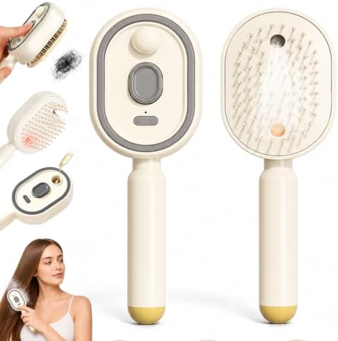 Electric Spray Air Cushion Massage Comb,Self-Cleaning Detangler Brush 5-in1 by TPTAL