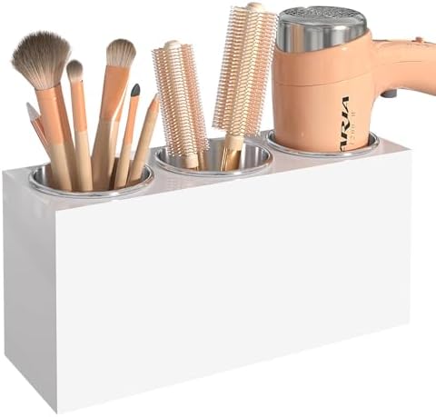White Acrylic Hair Tool Organizer Wall Mount for Bathroom by PITBVO