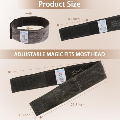 Wig Grip Band Flexible Velvet Scarf Adjustable Comfort Band Headband Non-Slip Wig Bands with Wavy Silicone (Grey) - Image 3