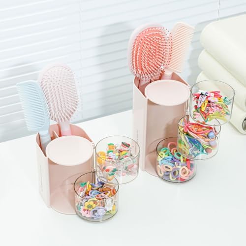 FABROK 3-Layer Hair Accessories Organizer for Girls, Pink - Image 6