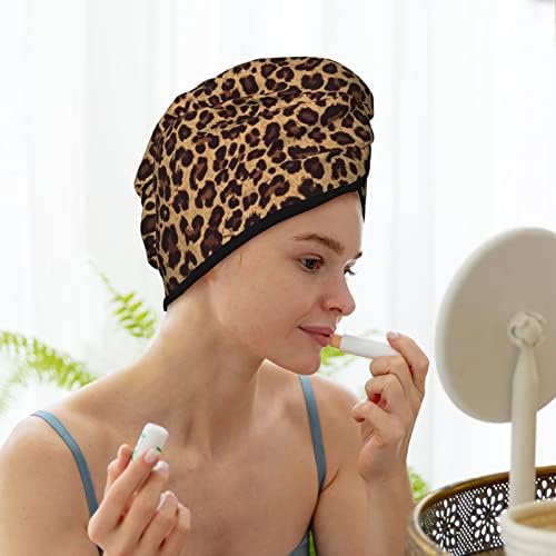 Leopard Hair Towel Wrap Microfiber Fast Drying Hair Turban with Buttons for Women Men Drying Curly, Long & Thick Hair - Image 7