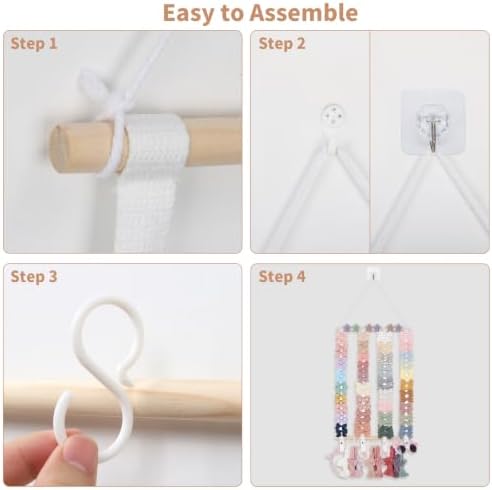 Hair Bow Organizer Holder for Girls Baby Headband Organizer, Beige - Image 7