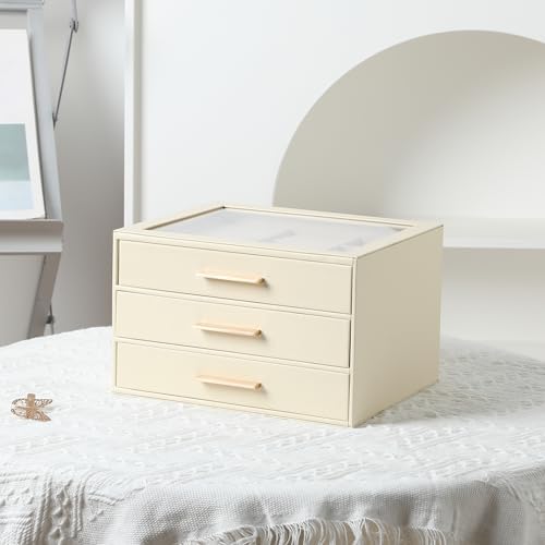 Frebeauty Jewelry Box for Women,Clear Lid Jewelry Organizer with 3 Drawers - Image 6