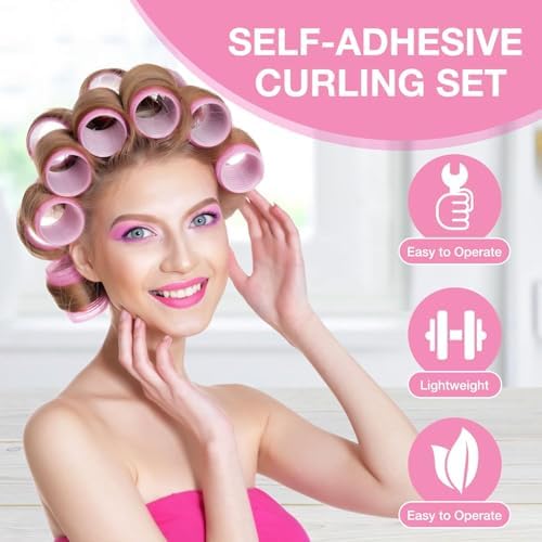 60 Pcs Hair Rollers for Women, Rollers Hair Curlers, 24 Pcs in 4 Sizes(60/48/36/25mm), Self Grip Hair Rollers Set with 34 Pcs Stainless Steel Clips for Long, Medium, Short, Storage Bag, Comb - Image 4