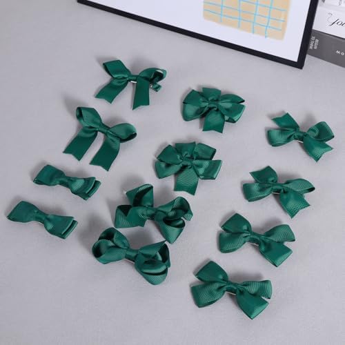 Christmas Dark Green Bows for Girls,12Pcs 3-inch Hand-Made Grosgrain Ribbon Hair Bows Alligator Clips for Teens Toddlers Kids Women Xmas Holiday Party Dress Decoration Accessories - Image 2