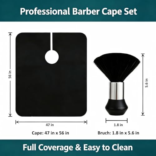 Barber Cape for Hair Cutting Dye Color, with Neck Duster Brush - Image 4