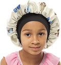 Kids Satin Bonnet Double Layer Wide Elastic Band Sleep Cap by SENGTERM