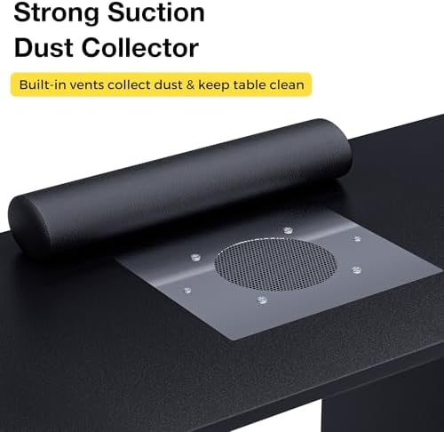 Kikihouse Nail Desk Manicure Table with Dust Collector and Wheels (Black) - Image 2