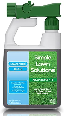 Advanced 16-4-8 Balanced NPK - Lawn Food Quality Liquid Fertilizer - Spring & Summer Concentrated Spray - Any Grass Type - Simple Lawn Solutions (32 Ounce) by SimpleLawnSolutions