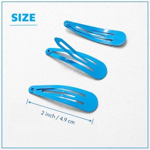Teal Blue Hair Clips, 2 Inch Metal Snap Clips 40 Pack - Image 3