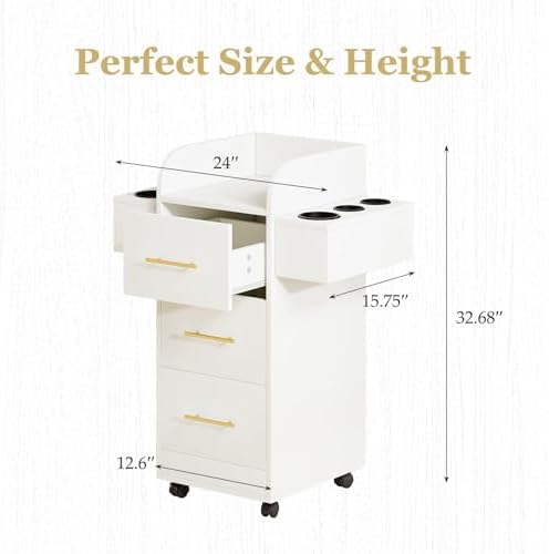 4ever2buy Salon Station for Hair Stylist, Salon Station Cart with Wheels - Image 2
