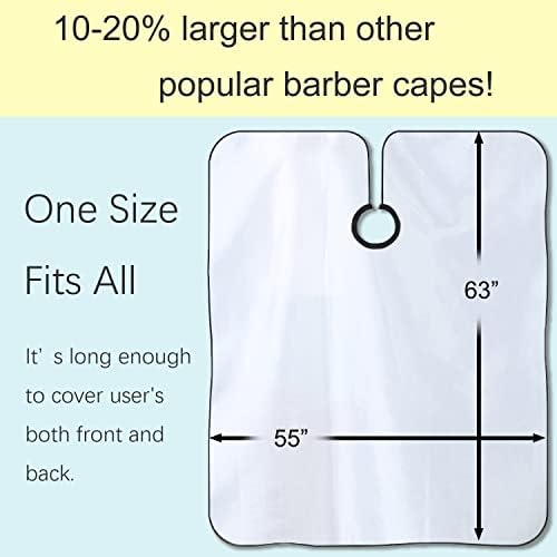 Barber Hair Cutting Cape with Adjustable Neckline 55" x 63" White - Image 5