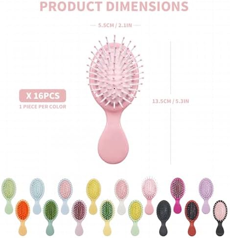16 Pack Colorful Mini Travel Brushes,| Detangling for All Hair Types - Image 2