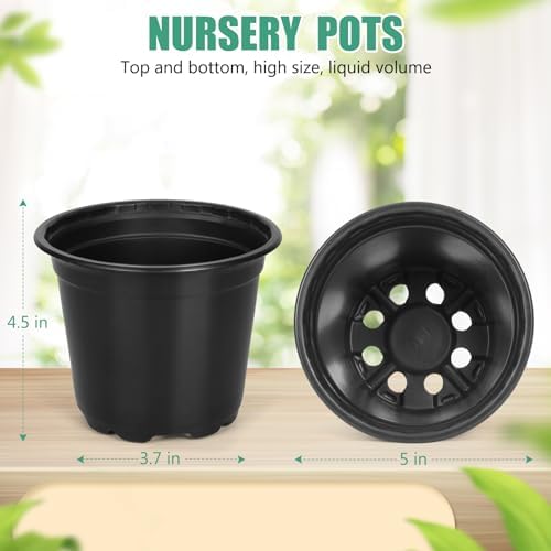 120 Packs 5 Inch Plant Nursery Pots, Plastic Seeds Starter Pots with Drainage Holes, Germination Soft Flower Plant Container for Succulents Seedling Cutting Transplanting (120, 5 Inch) - Image 2