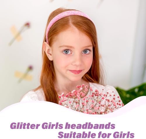 Headbands for girls Women 6Pcs Glitter Rainbow Headband Women Girls Sparkly Headband Gold Pink White Purple Hairband for Girls Hair Accessories for Party Holiday Back to School - Image 5