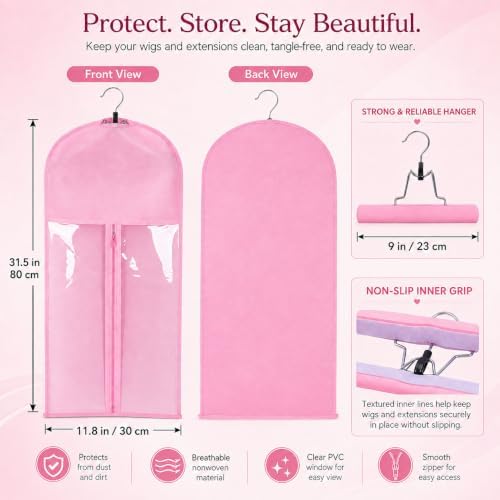 Extra Long Hair Extension Holder Wig Storage Bag with Hanger Hairpieces Ponytail Bundles and Hair Piece Storage - Image 3