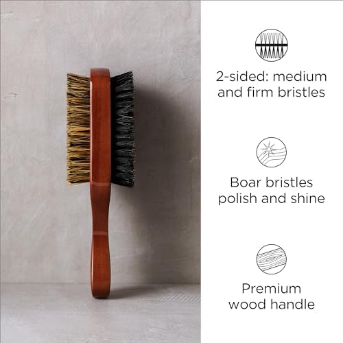 Diane Premium 100% Boar Bristle 2-Sided Club Brush for Men, Wood Handle - Image 2