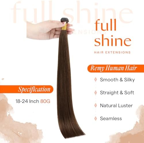 Full Shine Genius Weft Hair Extensions Human Hair 18 Inch 80G - Image 2