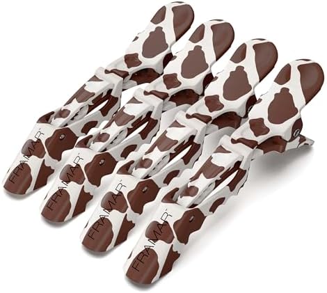FRAMAR Cow Print Alligator Clips For Hair Styling, Cow Print Stuff, Matte by FRAMAR