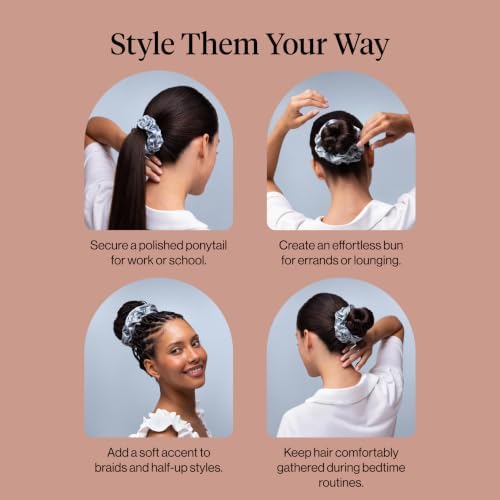 Kitsch Satin Scrunchies for Women | For All Hair Types - Haze Blue, 5pcs - Image 6