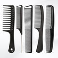 5PCS Hair Comb Set - Professional Wide & Fine Tooth Rat Tail Combs for Men Women，Carbon Fiber Comb for Hair Cutting Styling Braiding Parting Teasing Tools(Black) by Fgail