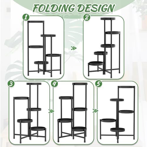 iDavosic.ly Plant Stand with Garden Tools Indoor Outdoor, 5 Tier, Black - Image 5
