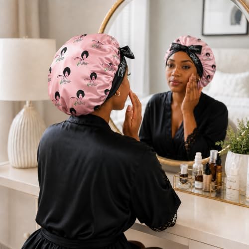 Venide's Reversible Satin Bonnet for Women - Adjustable Tie Strap Sleep Cap for Curly & Natural Hair - Image 6