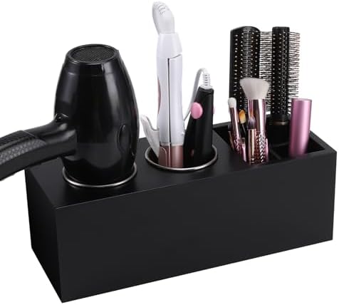Hair Dryer Holder and Tool Organizer, Wood, Black by RAIKEDR