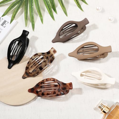 Flat Hair Clips for Women - 6 PCS French Flat Claw Clips Medium Hair Clips for Girls Large Hair Claw Clips for Thick or Thin Hair Strong Hold No Slip Hair Accessories for women (Transparent) - Image 2