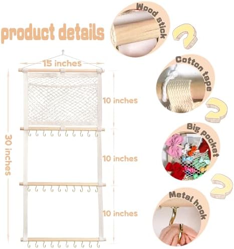 ALinmo Headband Holder Hair Bows Organizer for Baby Girls Large Capacity Bow Holder Hair Accessories Wall Hanging Organizer for Toddler Baby Girl Nursery Room Decor - Image 2