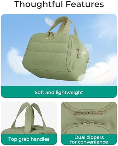 BAGSMART Travel Toiletry Bag, Lightweight Large Wide-open Travel Bag for Women, Puffy Cosmetic Makeup Bag Organizer with Handle for Accessories,Essentials, Toiletries, Green - Image 5