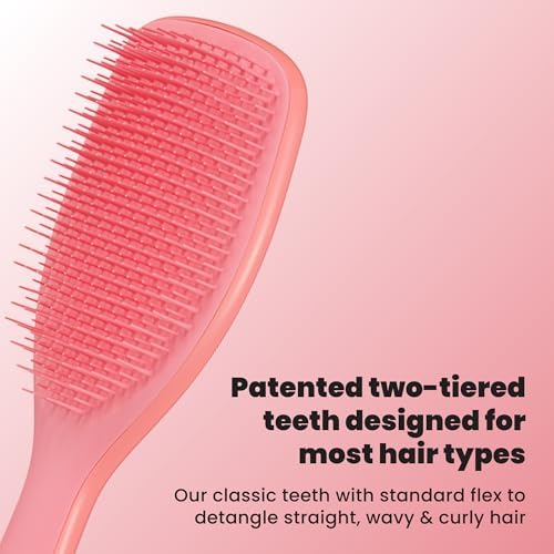 Tangle Teezer Large Ultimate Detangler Brush, Straight to Wavy, Salmon Pink - Image 2