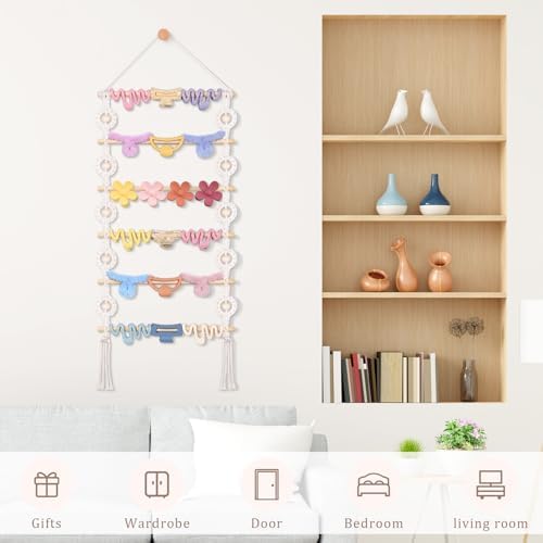 SNOWSTAR Macrame Hair Claw Clip Organizer,Hanging Hair Clip Holder and Storage for Women Girls,Claw Clip Hanger Home Decor for Wall,Door,Closet - Image 3