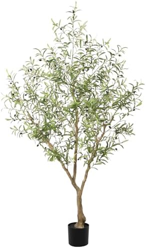 LYERSE Faux Olive Tree 7ft with Thick Lifelike Branches, Realistic Leaves by Home
