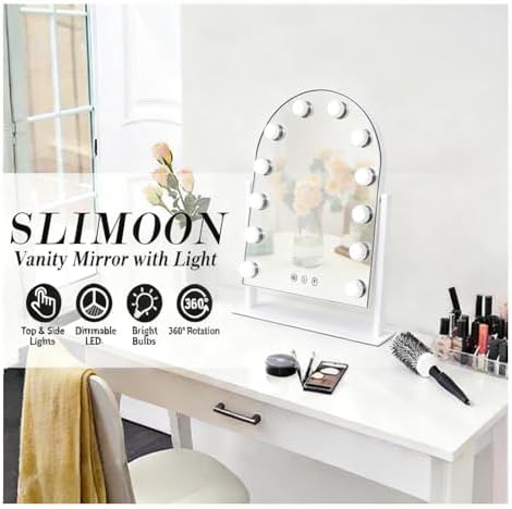 Arched Makeup Vanity Mirror with Lights,10X,White 18.5"x 14.17" - Image 7