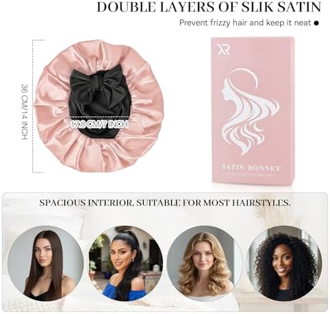 Silk Bonnet for Sleeping Satin Hair Bonnet Double Layer Adjustable Sleep Cap with Elastic Tie Band - Image 6