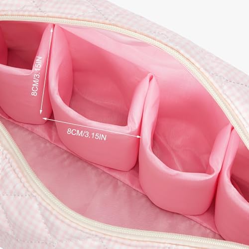 Travel Hair Tool Bag Compatible with Dyson Airwrap Carrying Case, Gingham Portable Hair Dryer Bag Organizer (Pink Gingham) - Image 7
