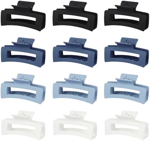 Sisiaipu 12 Pcs Medium Hair Clips, 3.5 Inch Square Claw Clips for Thick and Thin Hair - Blue - Image 6