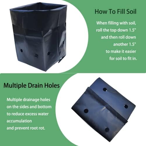Belit 100 Pcs Plant Nursery Bags, Plastic Seedling Pots Container for Fruit Tree, Flower, Starting saplings, Plant Grow(4.7"x7.3") - Image 4