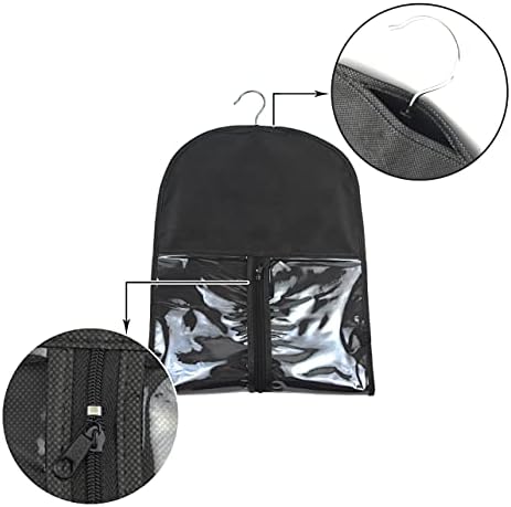 2 Pcs Hair Extensions Storage Bag with Hanger Portable Wig Storage Bags Hair Extension Holder for Multiple Wigs (Black) - Image 2