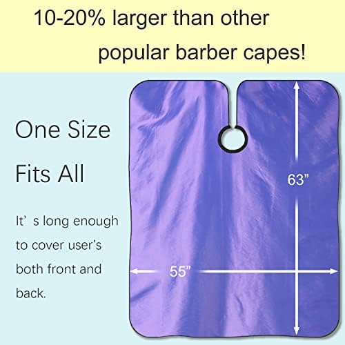 Barber Hair Cutting Cape with Adjustable Neckline 55" x 63" Purple - Image 5