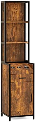 OmySalon Salon Station, Barber Stations with 3-Tier Storage Shelf, Hair Styling Cabinet with 1 Drawer, 1 Storage Cabinet, 3 Hot Tool Holders, Beauty Spa Equipment, Rustic Brown by OmySalon