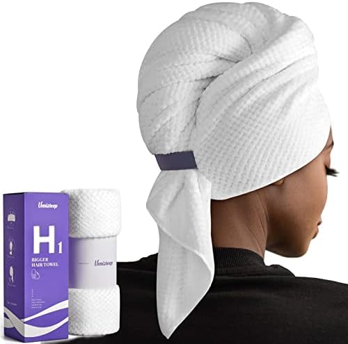 Umisleep Extra Large Microfiber Hair Towel, Ultra Absorbent, White by Umisleep